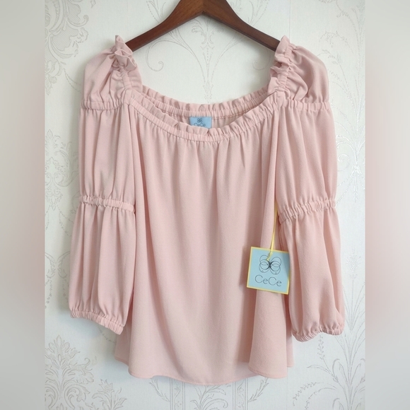 CeCe Women's Square Neck Ruffle Sleeve Blouse in Rosehip Pink - Picture 2 of 11